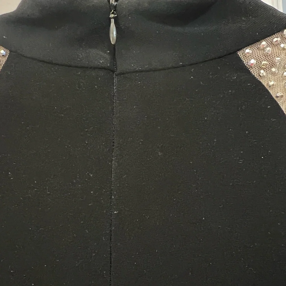 Xscape Black Dress with sheer studded contour detailing size 10